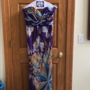 Strapless maxi dress.